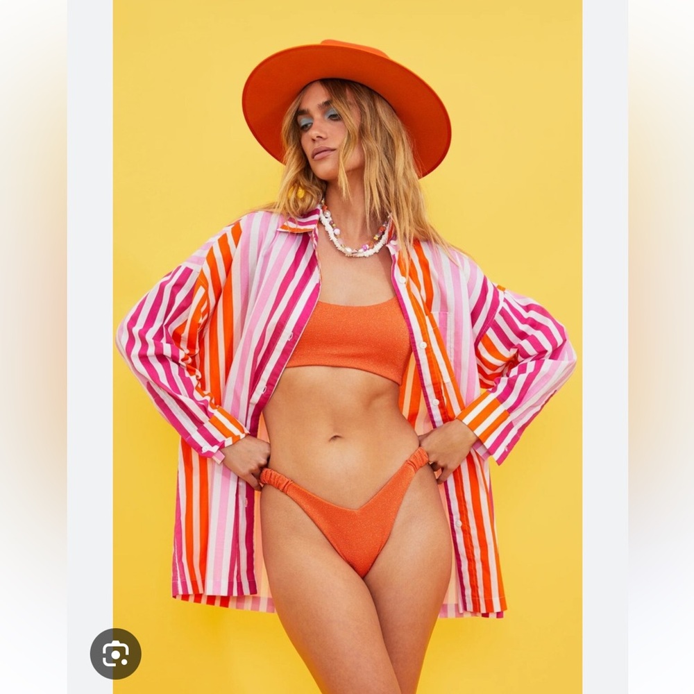 Beach Riot Striped Pink and Orange Coverup
